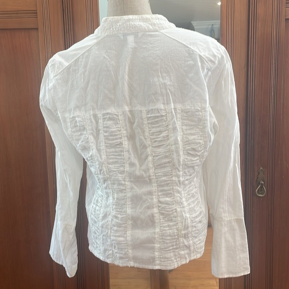 Conrad C collection 100% cotton long sleeve button-down white blouse women’s 10 - Picture 6 of 12
